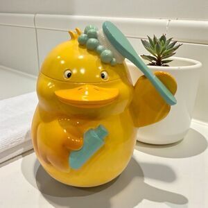 Vtg 2009 CIRCO Yellow Duck 13" Hinged Canister  Cookie Jar - Quack when Open